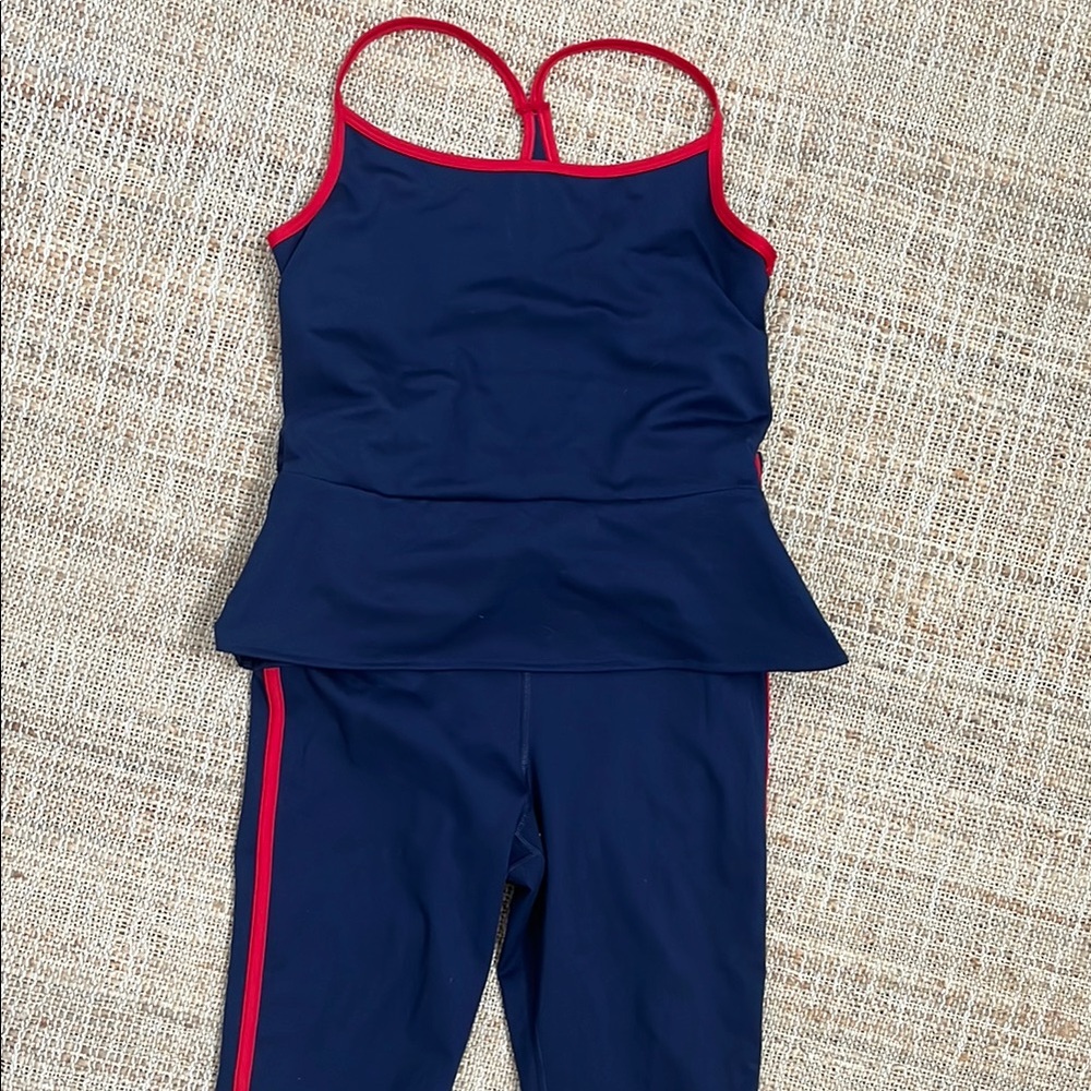 Gapfit high rise power full length leggings and peplum racerback top